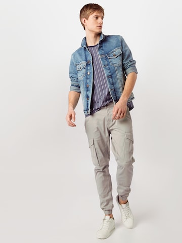 JACK & JONES Tapered Cargobroek 'Paul Flake' in Grijs