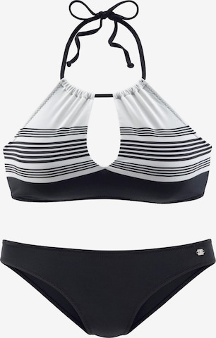 Col haut Bikini JETTE en noir : devant