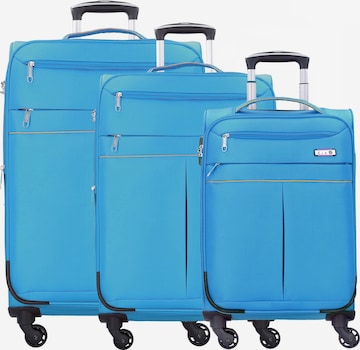 D&N Suitcase Set in Blue: front