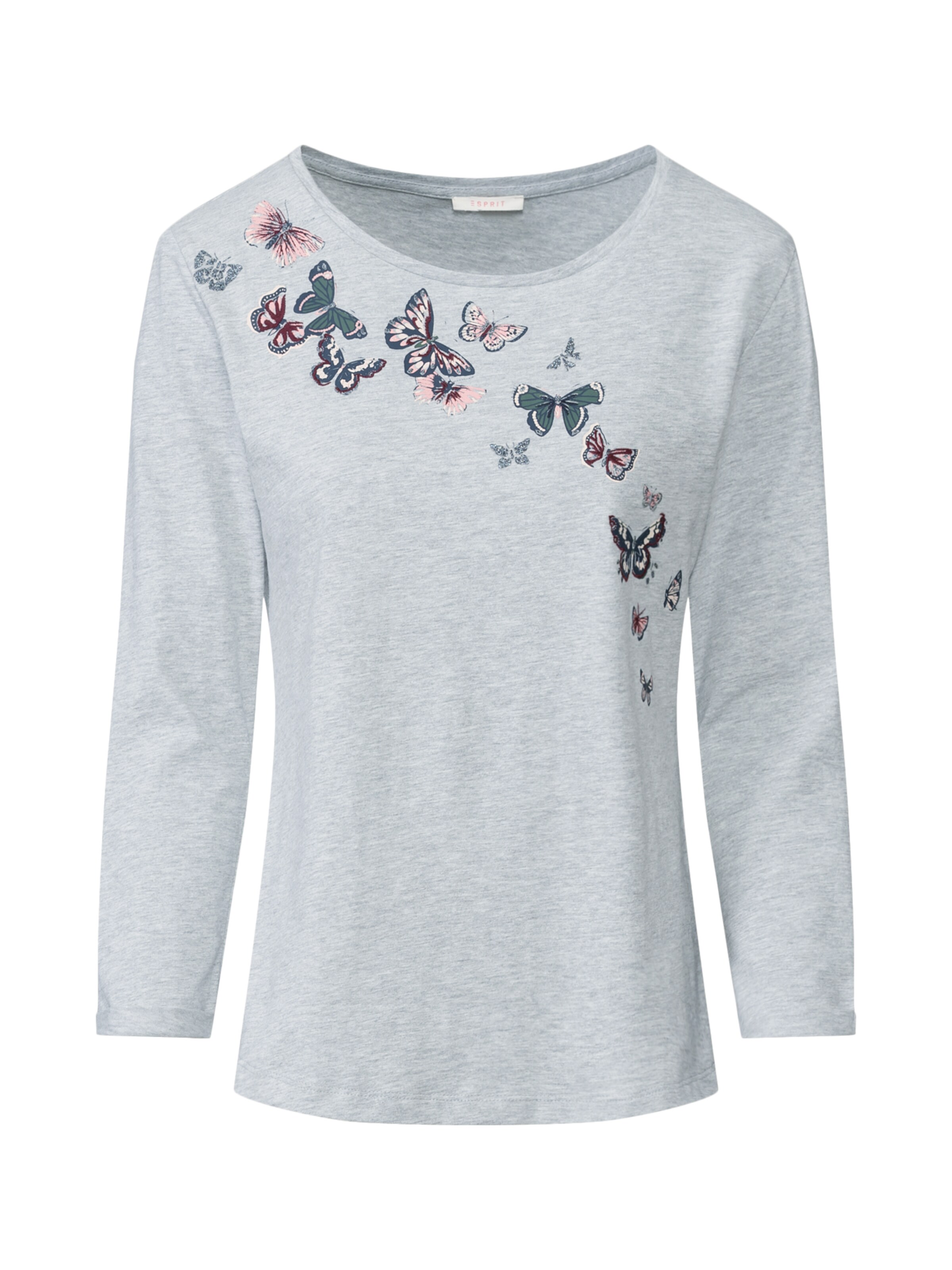 ESPRIT - Shirt 'Embro AW Top' in de kleur Grijs gemêleerd