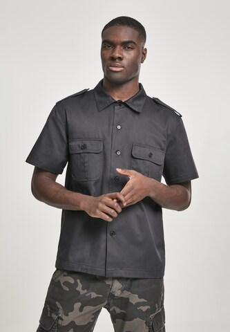 Brandit Comfort fit Button Up Shirt in Black: front