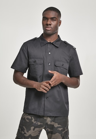 Brandit Comfort fit Button Up Shirt in Black: front