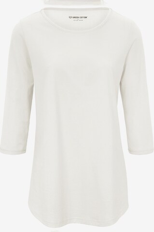 Green Cotton Shirt in White: front