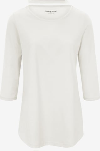 Green Cotton Shirt in White: front