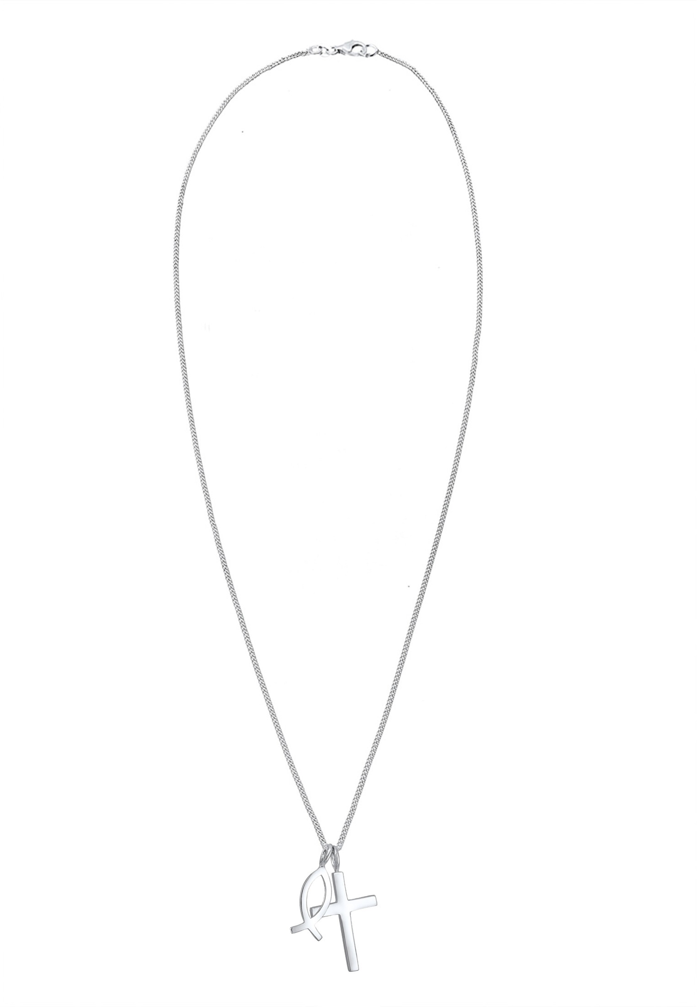 sudrabs ELLI Ķēdīte 'Fisch und Kreuz': no priekšpuses