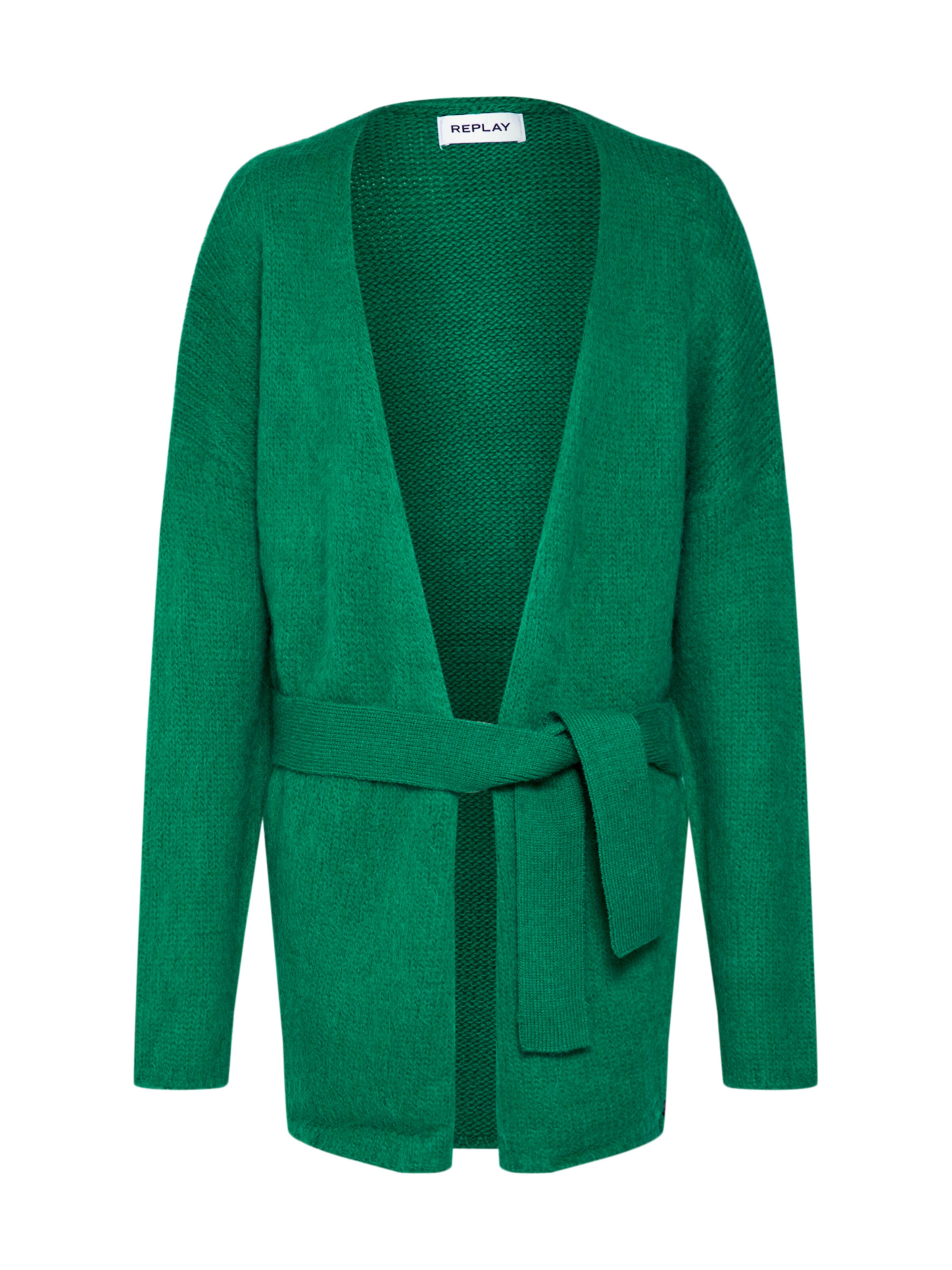 REPLAY - Gebreid vest 'Masche' in de kleur Groen