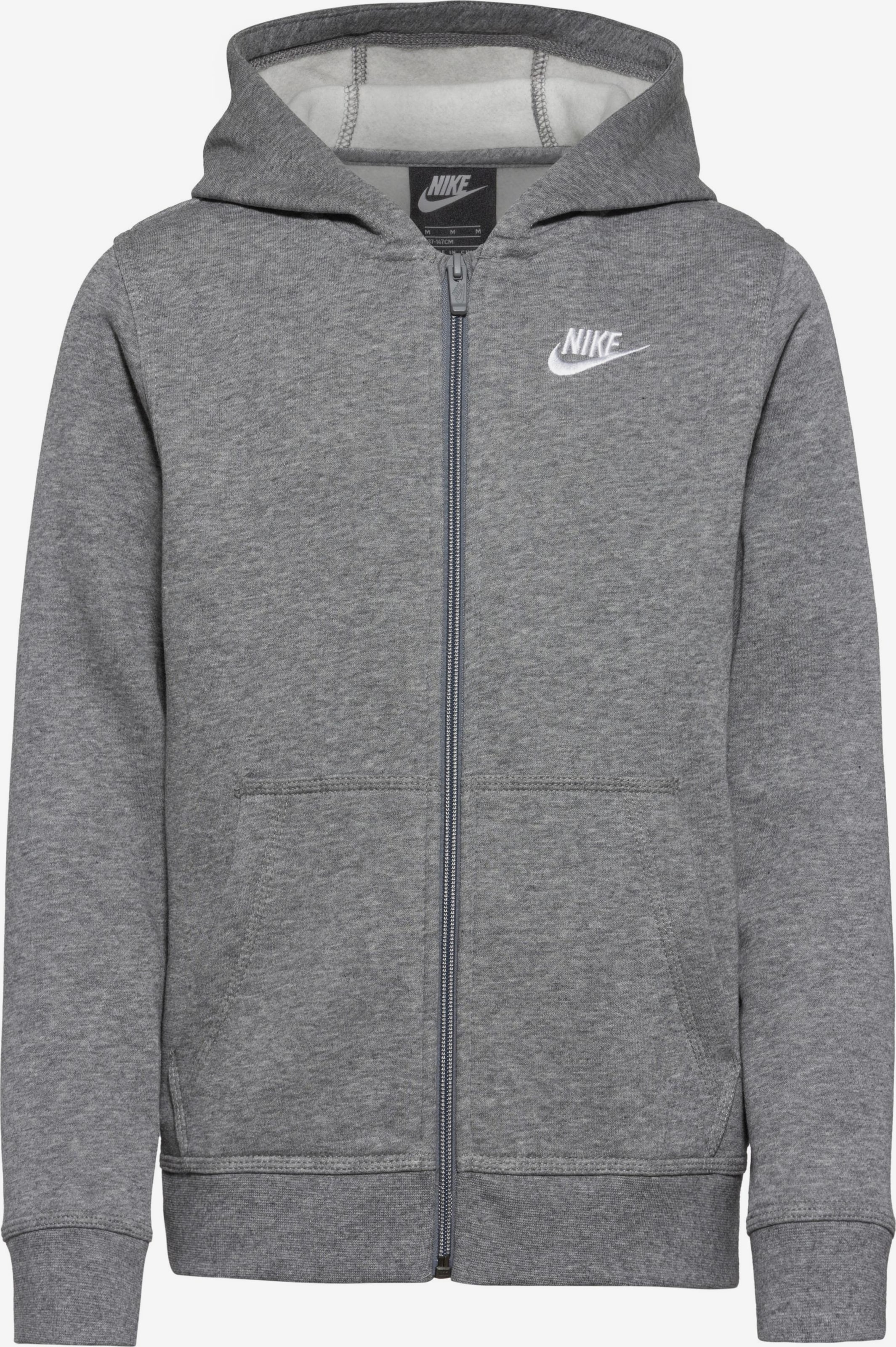 Nike Sportswear Regular fit Zip Up Hoodie in Mottled Grey ABOUT YOU