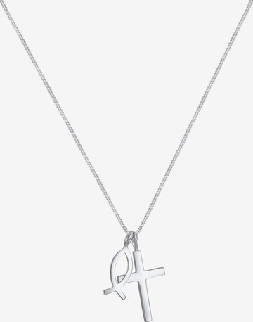 ELLI Necklace 'Fisch und Kreuz' in Silver