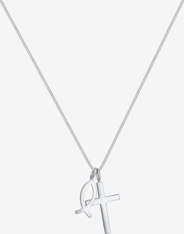 ELLI Ketting 'Fisch und Kreuz' in Zilver