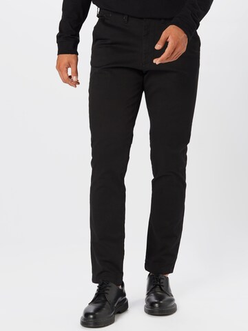 Coupe slim Pantalon chino 'Miles Flex' SELECTED HOMME en noir : devant