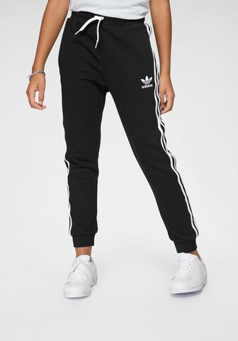ADIDAS ORIGINALS Tapered Trousers 'Trefoil' in Black: front
