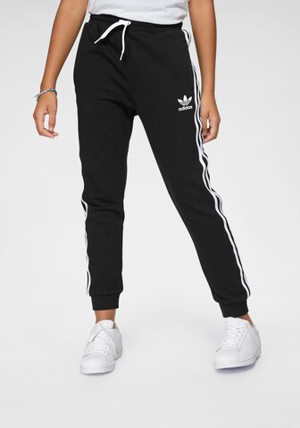 juoda ADIDAS ORIGINALS Siaurėjantis Kelnės 'Trefoil': priekis