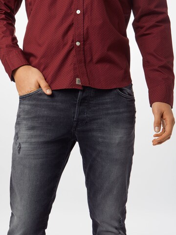 JACK & JONES Úzky strih Džínsy - Čierna