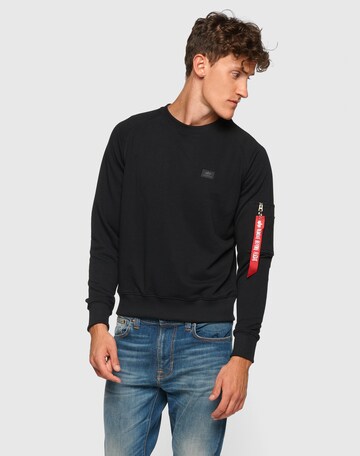 ALPHA INDUSTRIES Sweatshirt 'X-Fit' in Zwart: voorkant