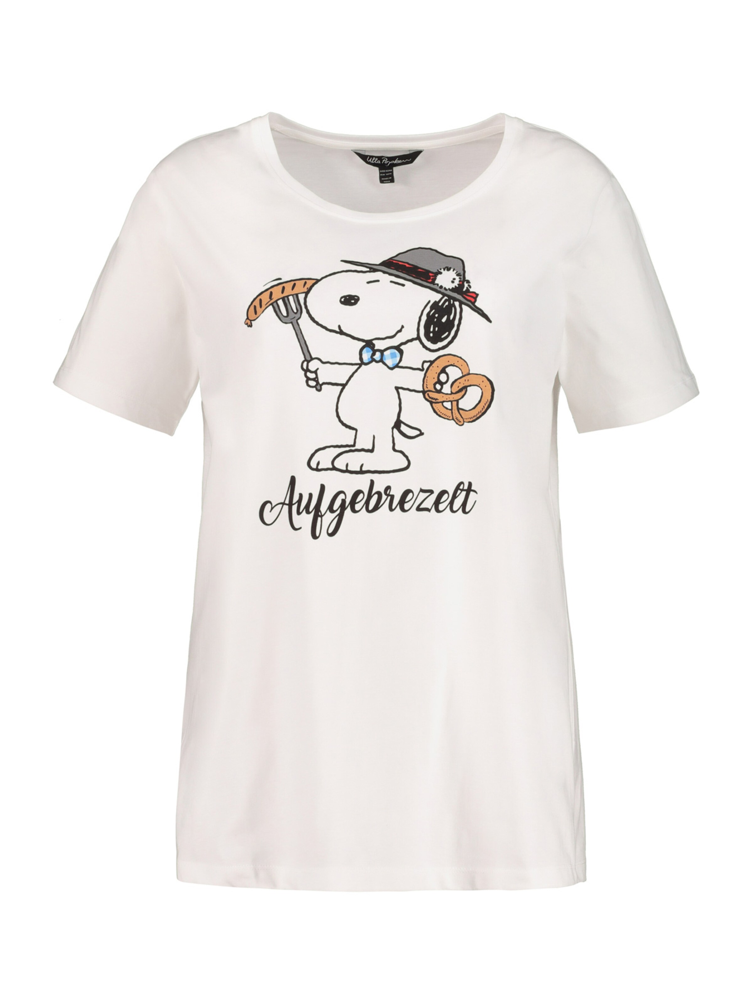 Ulla Popken - Shirt 'Snoopy Aufgebrezelt' in de kleur Wit