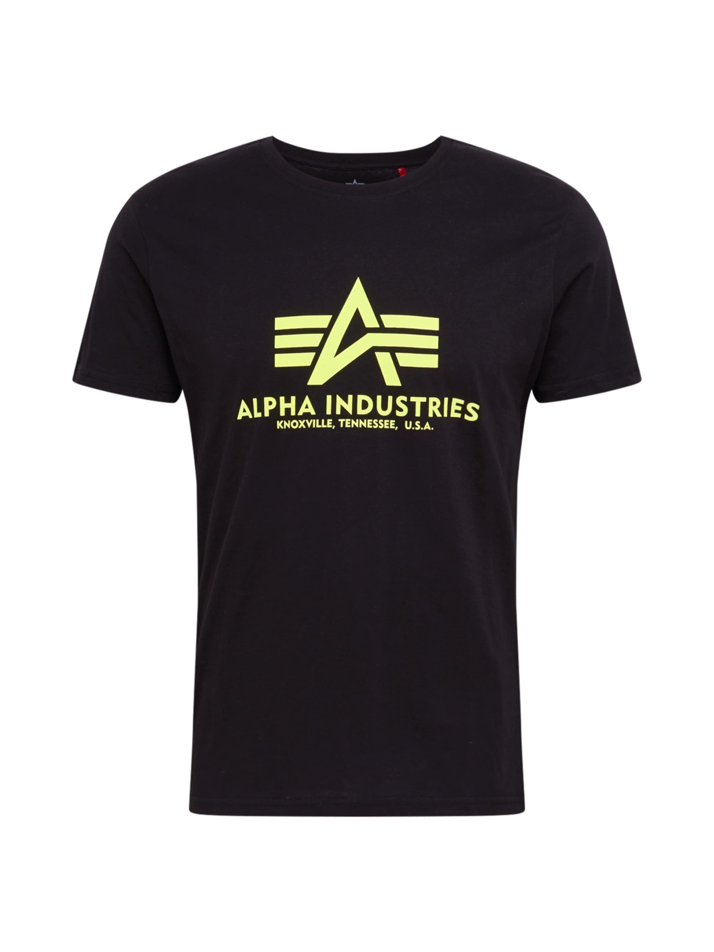 ALPHA INDUSTRIES Футболка 'Basic T Neon Print' в Черный: спереди
