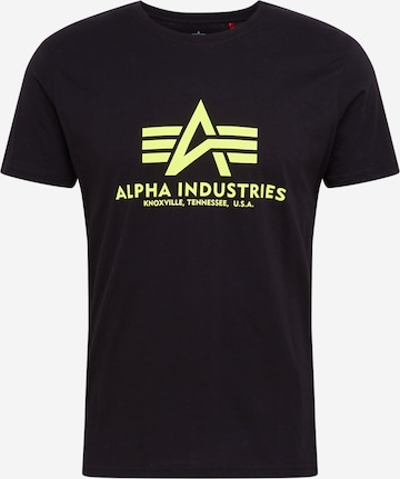 ALPHA INDUSTRIES Shirt 'Basic T Neon Print' in Black: front