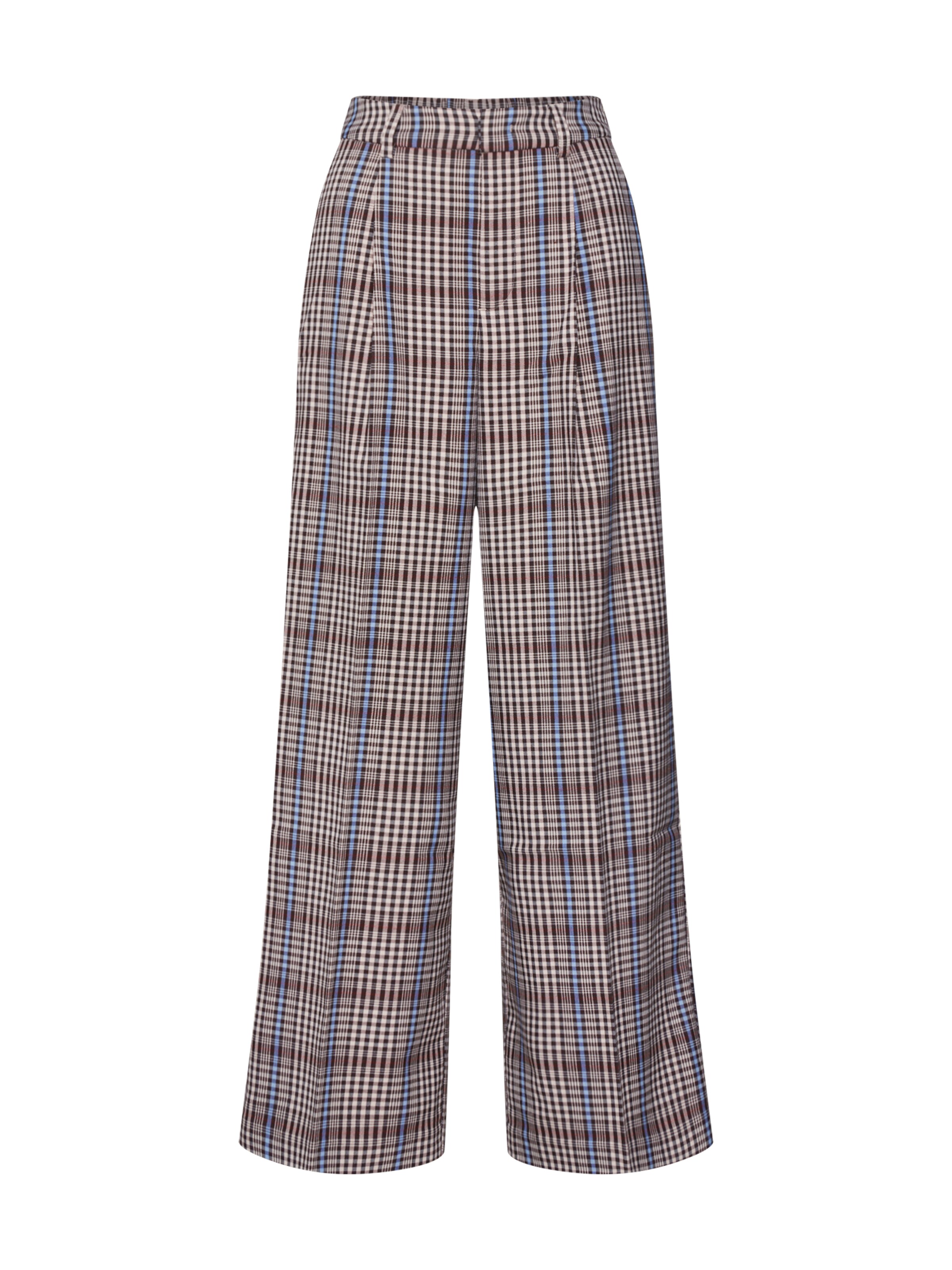 TOM TAILOR DENIM - Bandplooibroek 'Checked palazzo' in de kleur Beige