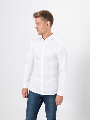JACK & JONES Super Slim Fit Button Up Shirt 'Parma' in White: front