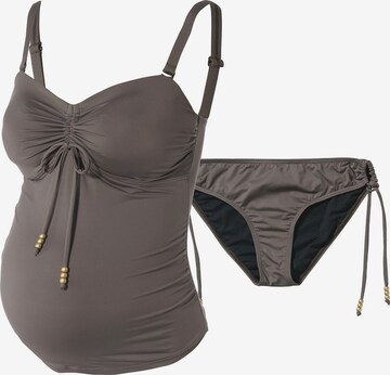 Bustier Tankini 'CAMERON' petit amour en marron : devant