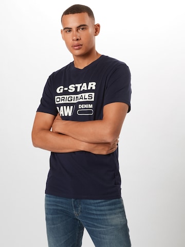 G-Star RAW Regularny krój Koszulka 'Swando' w kolorze niebieski