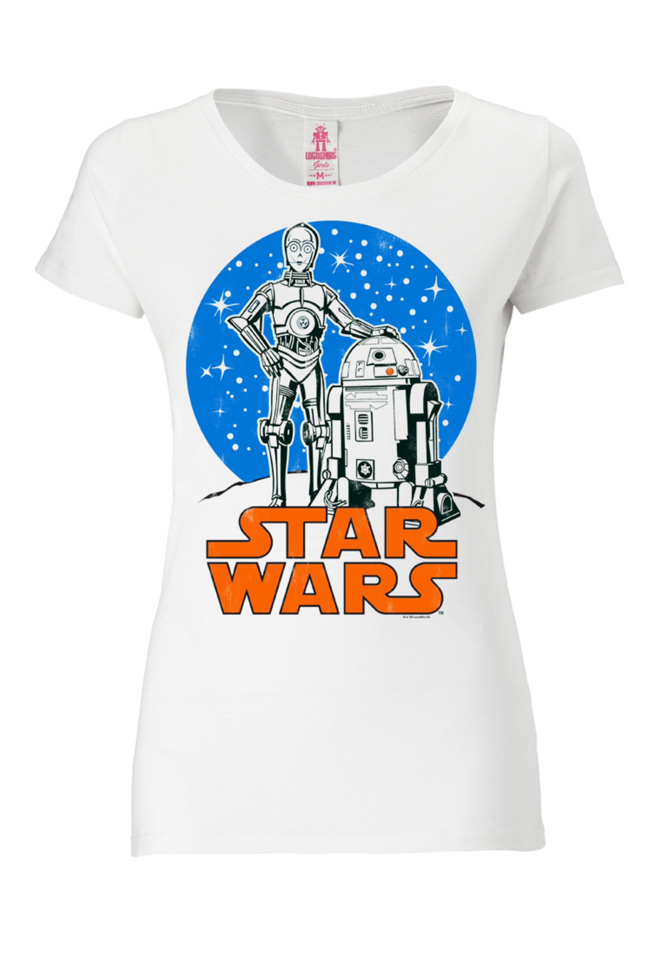 LOGOSHIRT T-Shirt 'Star Wars Droids' in Weiß: Vorderseite