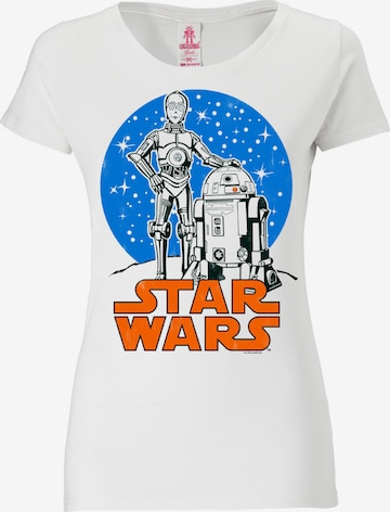 LOGOSHIRT Shirt 'Star Wars Droids' in White: front