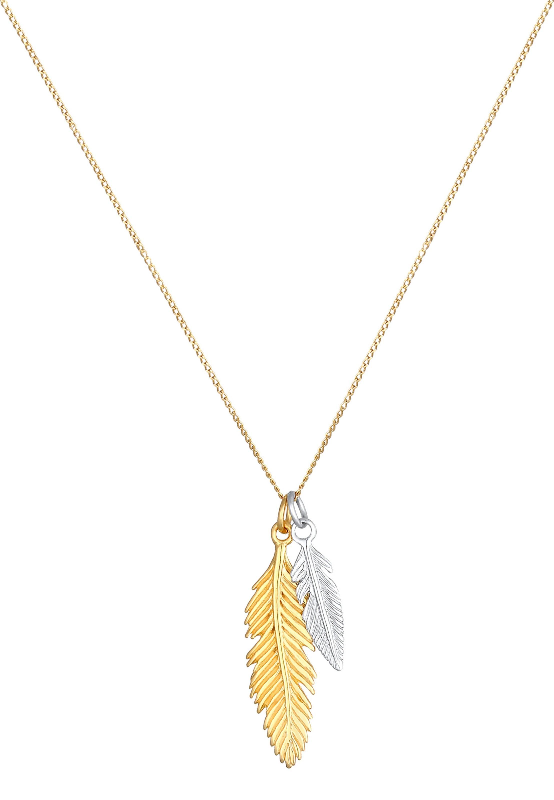 ELLI Halskette Bi Color_Tri Color, Feder in Gold