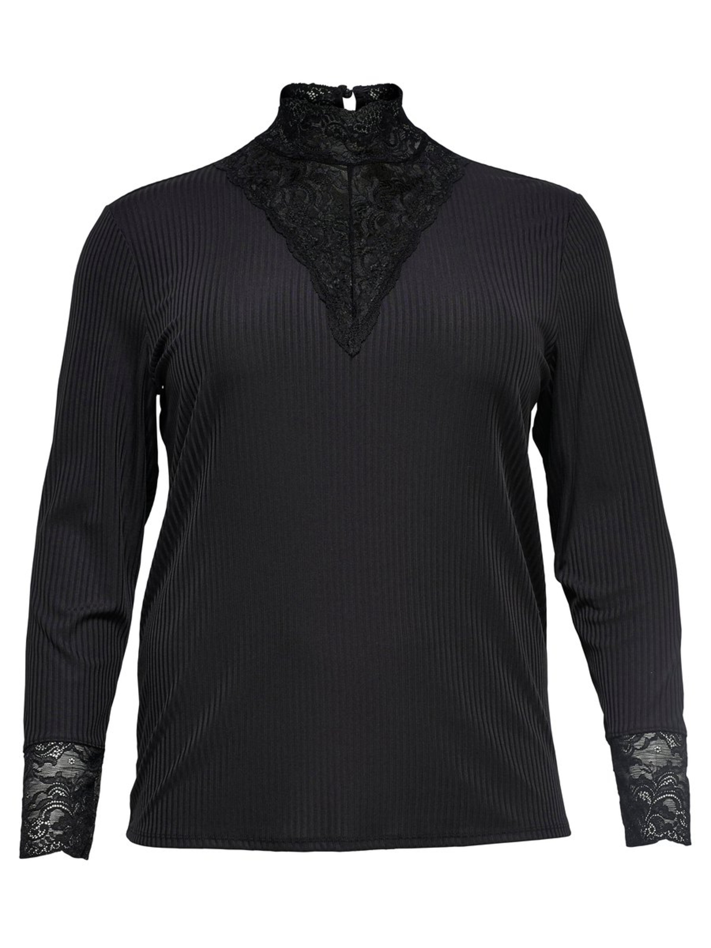 ONLY Carmakoma - Shirt 'LACE HIGHNECK' in de kleur Zwart