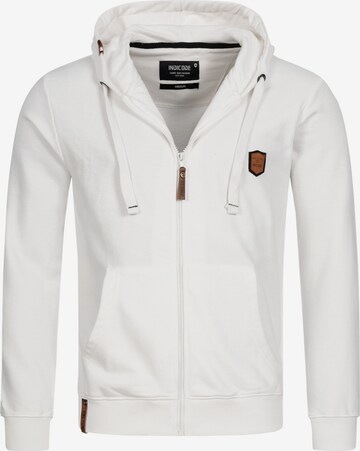 INDICODE JEANS Zip-Up Hoodie 'Braidwood' in White: front