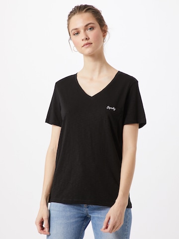 Superdry Koszulka 'OL ESSENTIAL VEE TEE' w kolorze czarny: przód