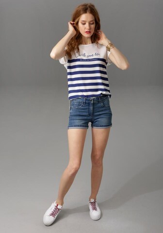 Aniston CASUAL Skinny Jeansshorts in Blau