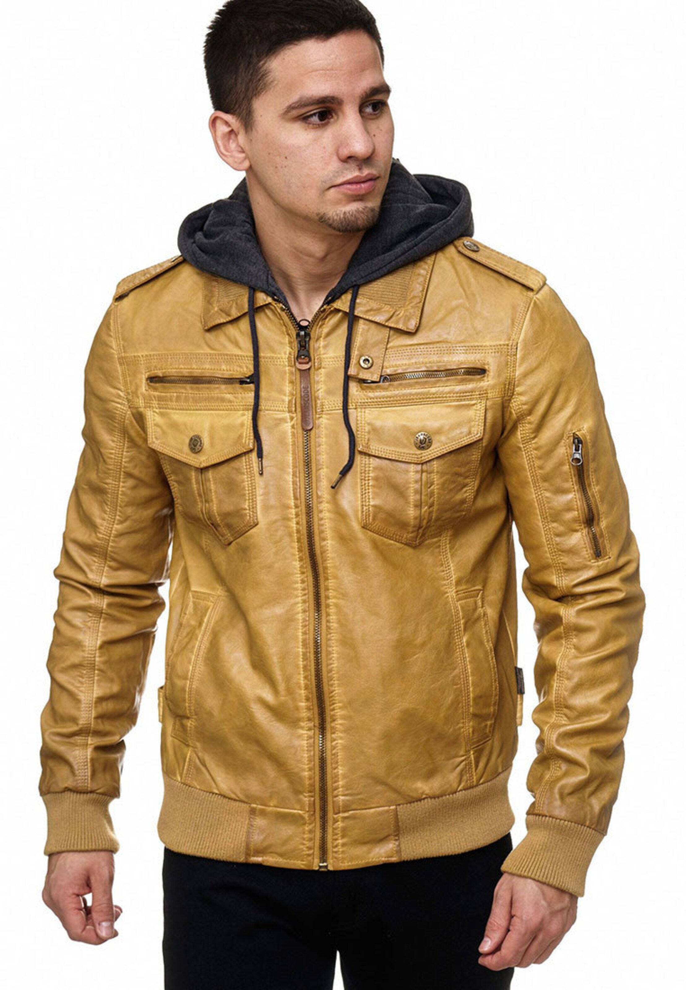 INDICODE JEANS Tussenjas 'Aaron' in Bruin: voorkant