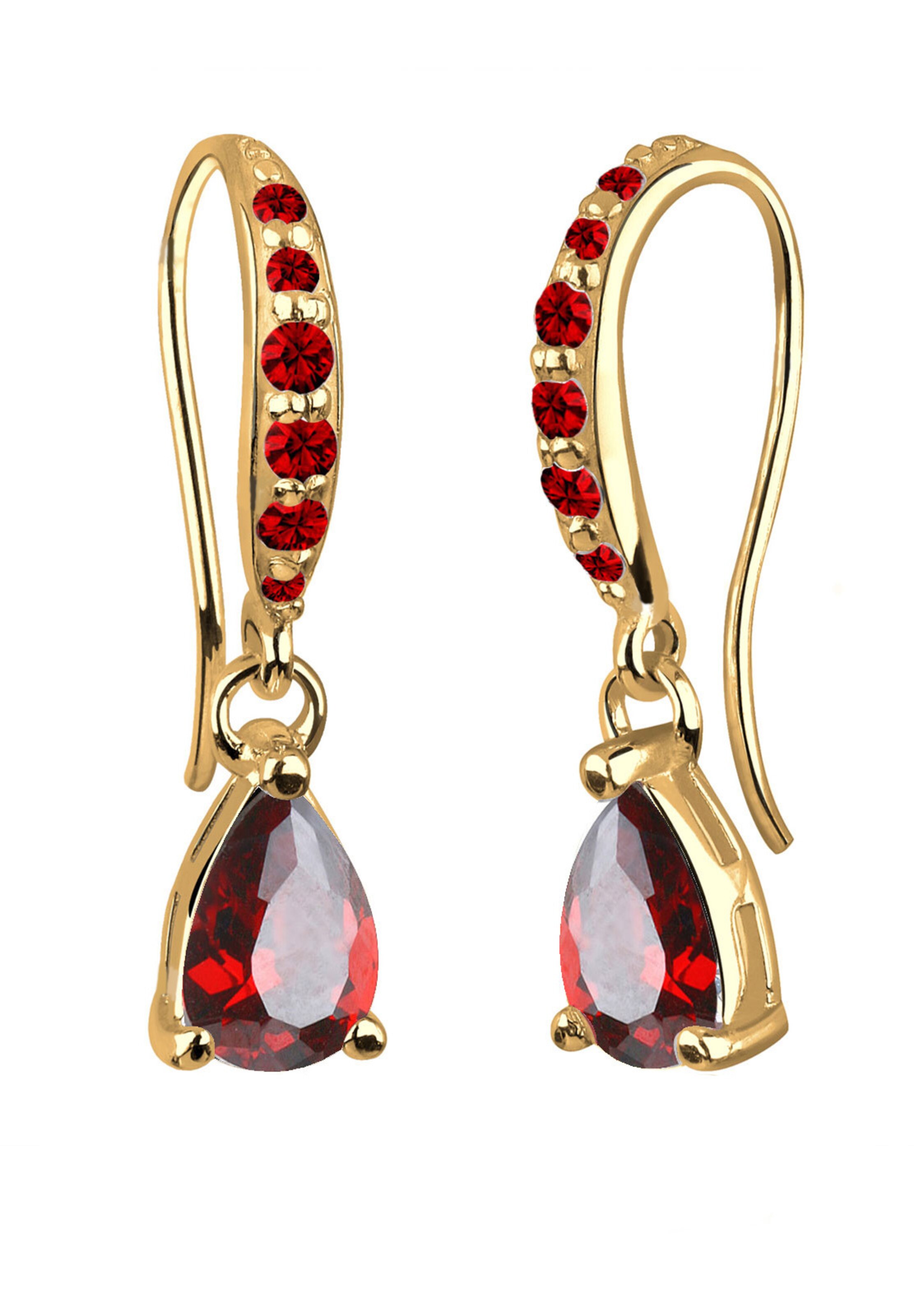 ELLI Boucles d'oreilles 'Tropfen' en or / rouge, Vue avec produit