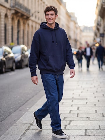 Blue Hoodie Blue Jeans Look