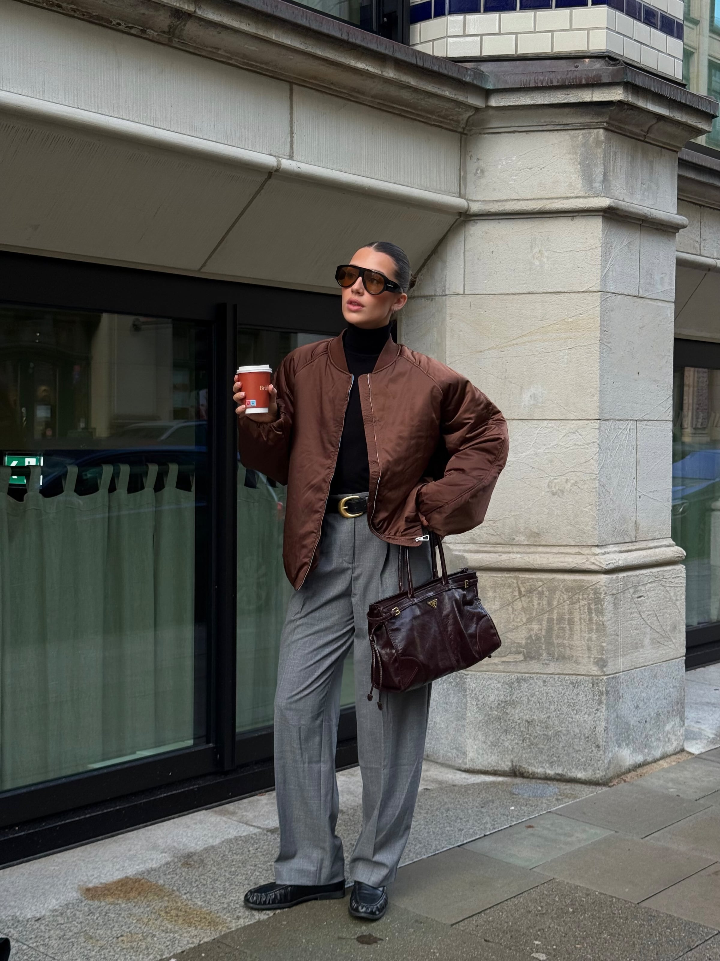 Lilly Caro - Brown Bomber Jacket Look