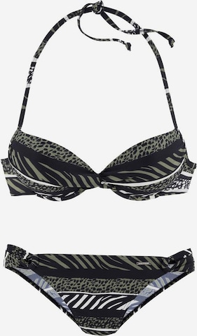 BRUNO BANANI Push-up Bikini i svart: framsida