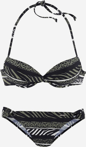 BRUNO BANANI Push-up Bikini in Zwart: voorkant