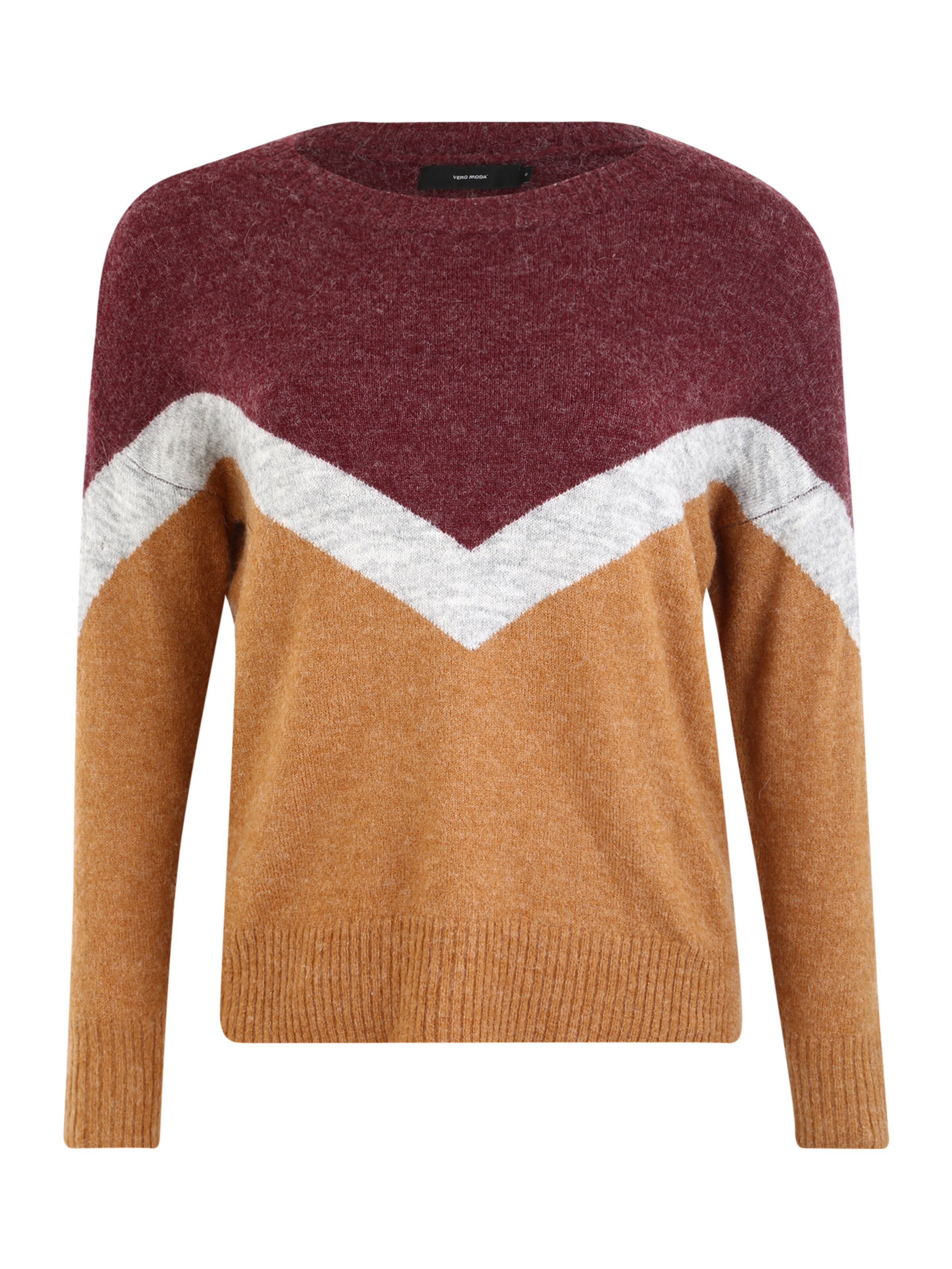 Vero Moda Curve - Trui 'LUNA GINGER BLOCK' in de kleur Bruin