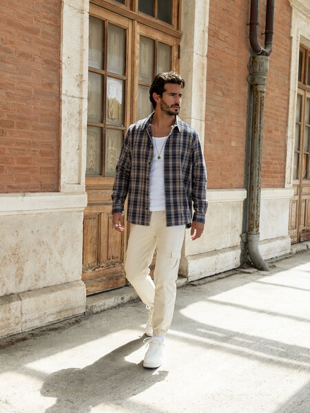 Tiago - Dusty Blue Checkered Look by DAN FOX APPAREL