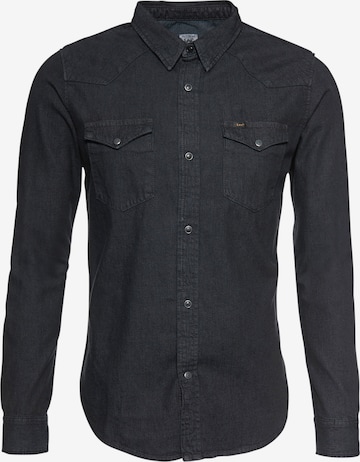 Coupe regular Chemise 'Western' Lee en noir : devant