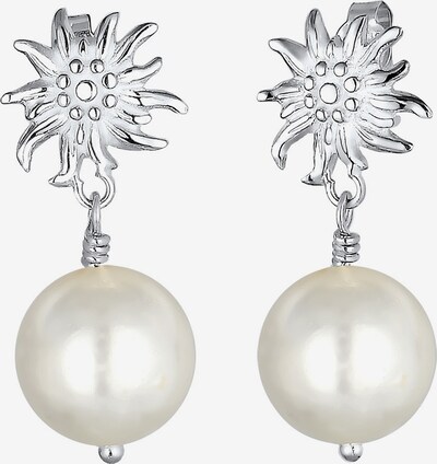 ELLI Ohrringe 'Edelweiss' mit Perlenohrhänger in silber / perlweiß, Produktansicht