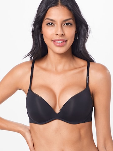 Push-up Sutien 'Plunge' de la Calvin Klein Underwear pe negru: față