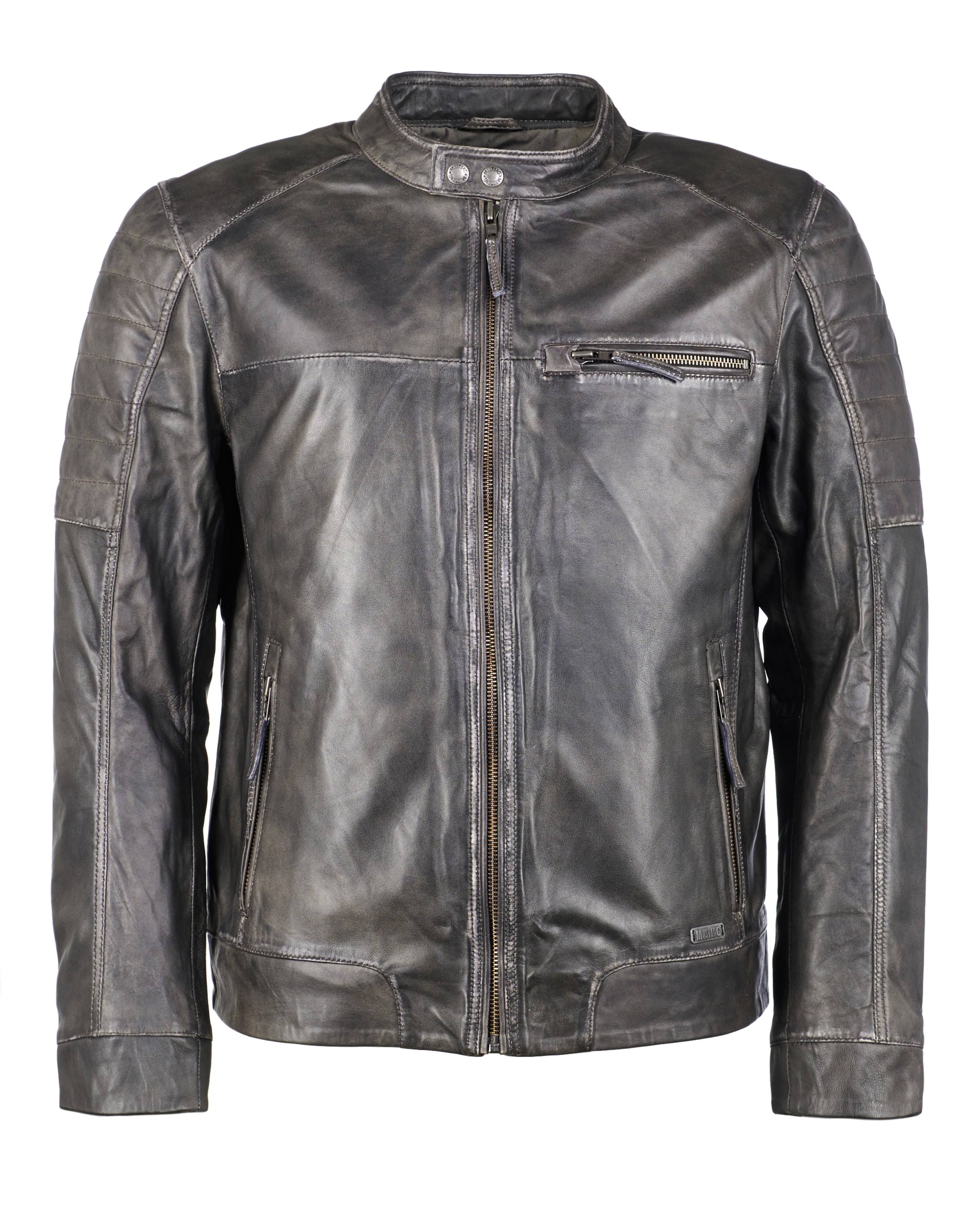 MUSTANG Lederjacke 'James' in Grau: Vorderseite