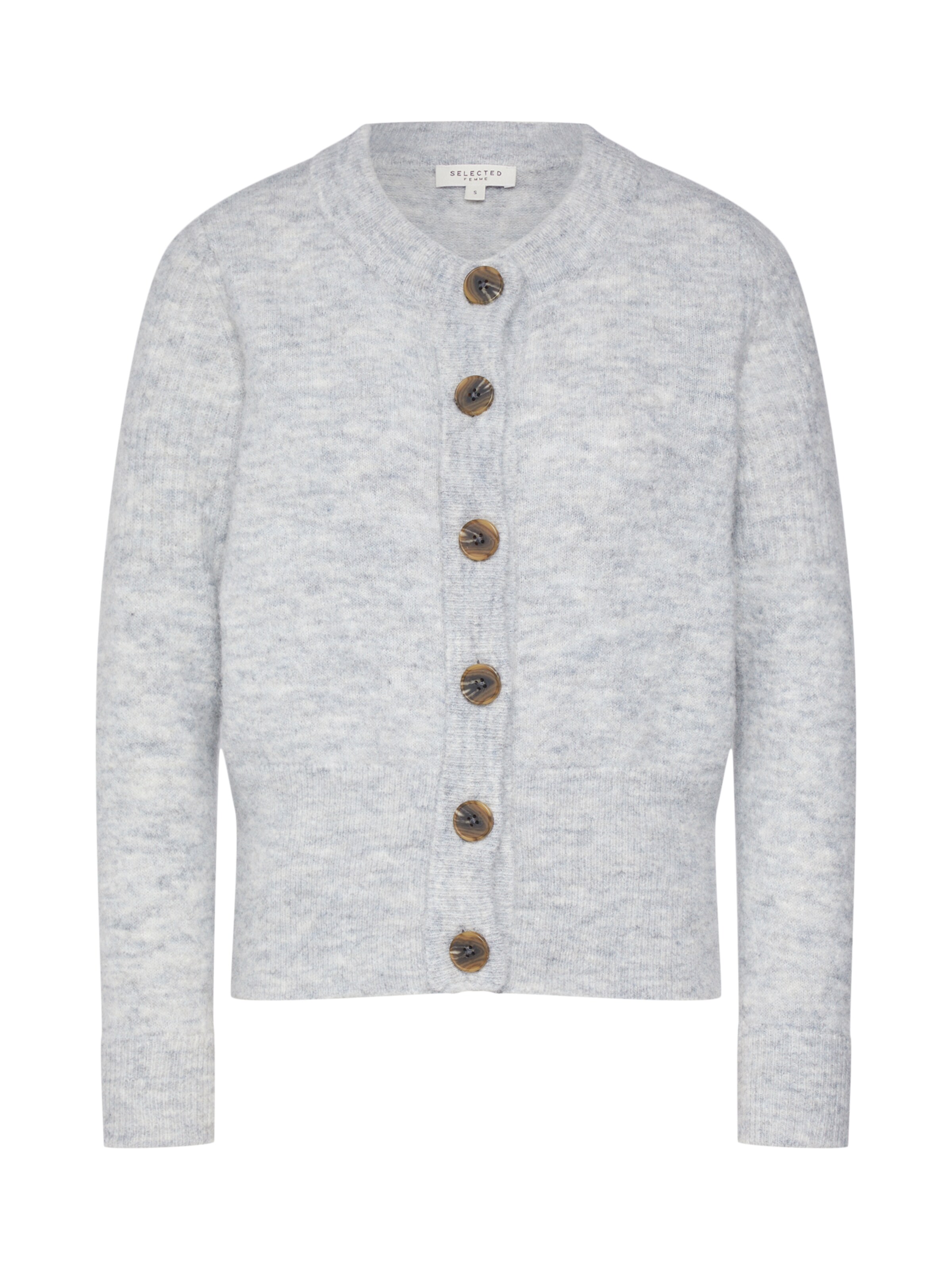 SELECTED FEMME - Gebreid vest 'SLFSIA LS KNIT CARDIGAN NOOS' in de kleur Lichtgrijs