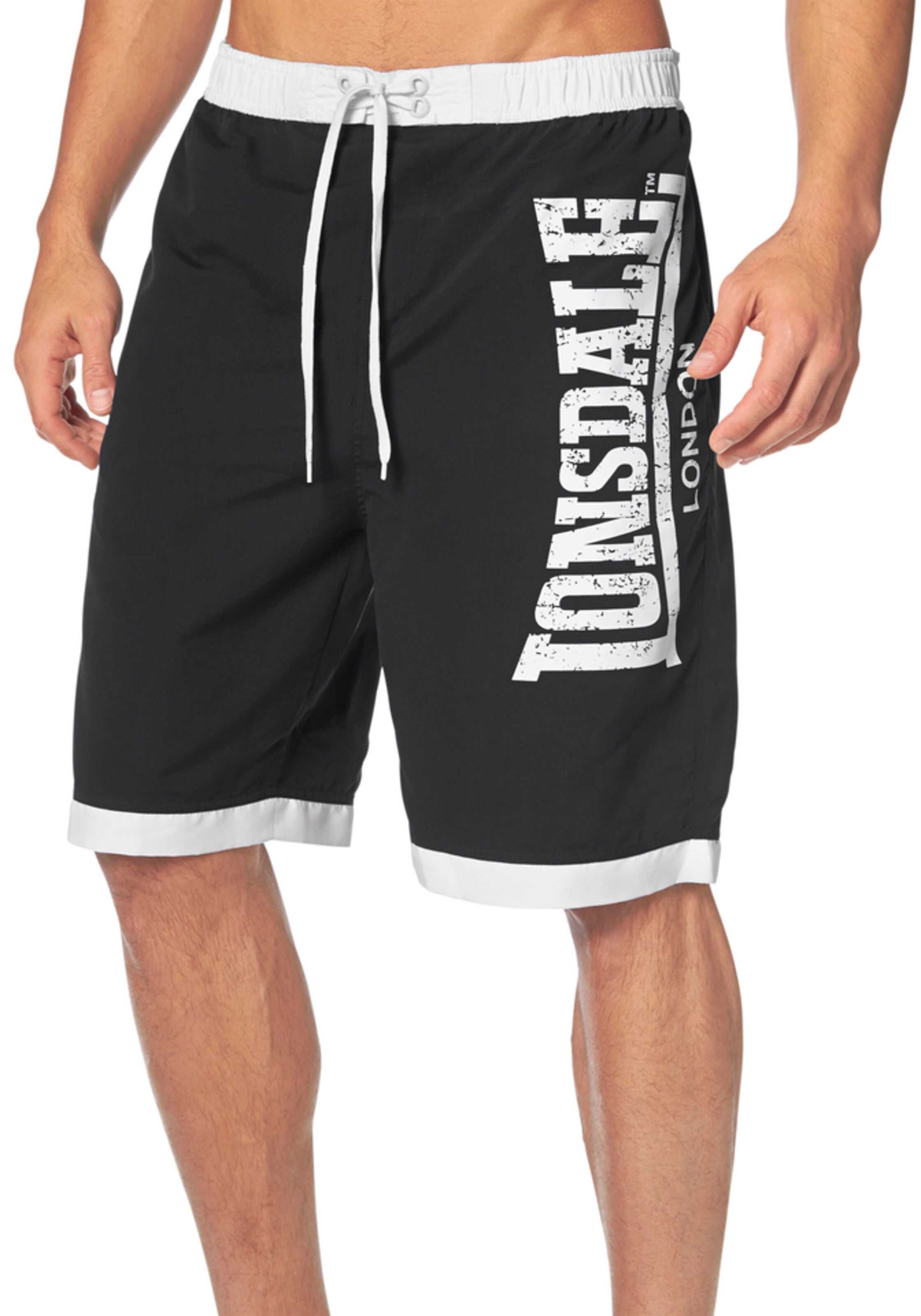 LONSDALE Swimming shorts 'Clennell' in Black: front