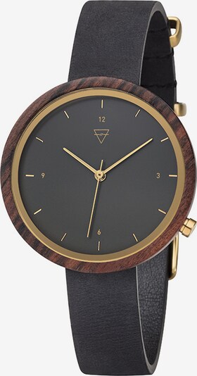 Kerbholz Uhr in schwarz, Produktansicht