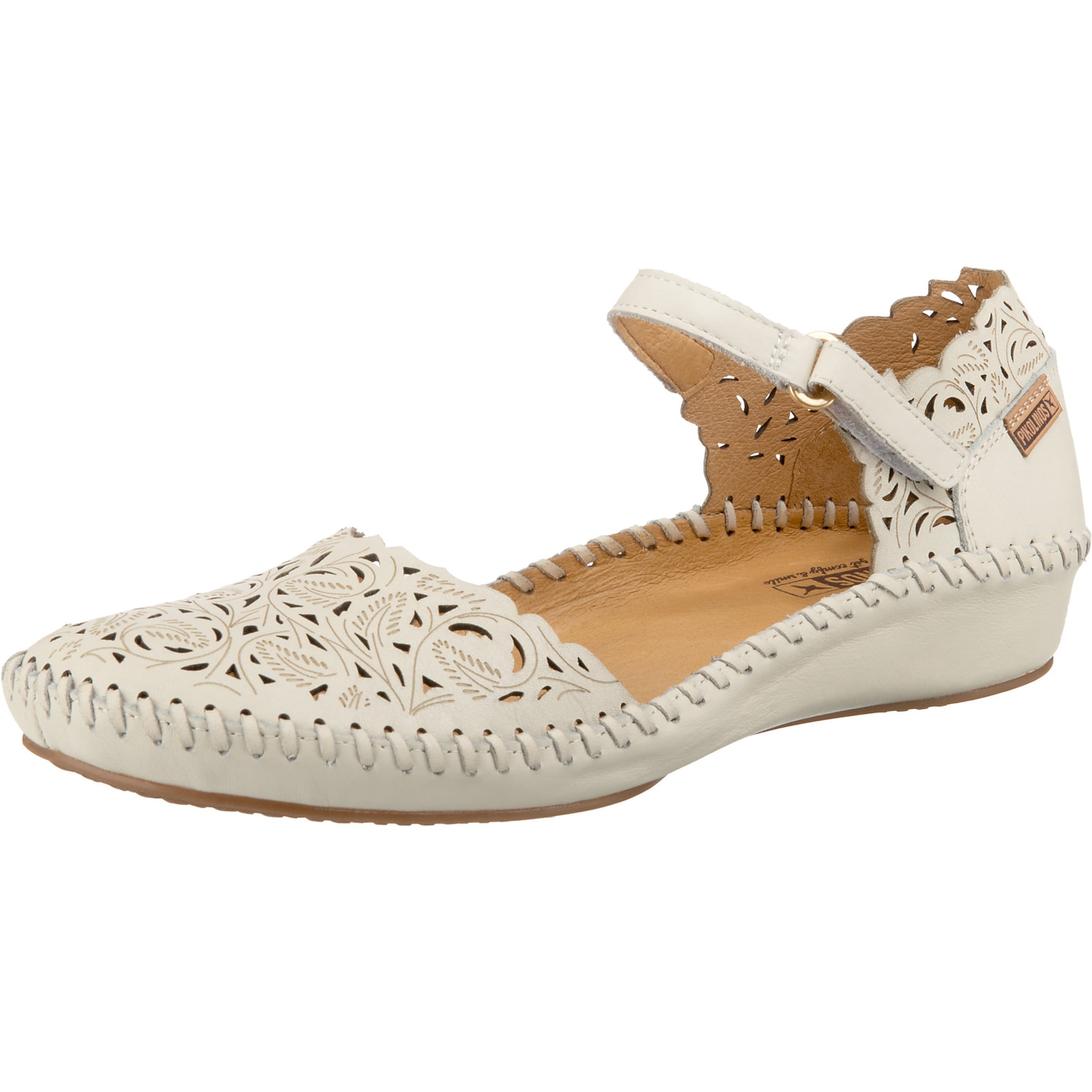 Balerini cu curea glezna 'P. Vallarta' de la PIKOLINOS pe alb: față