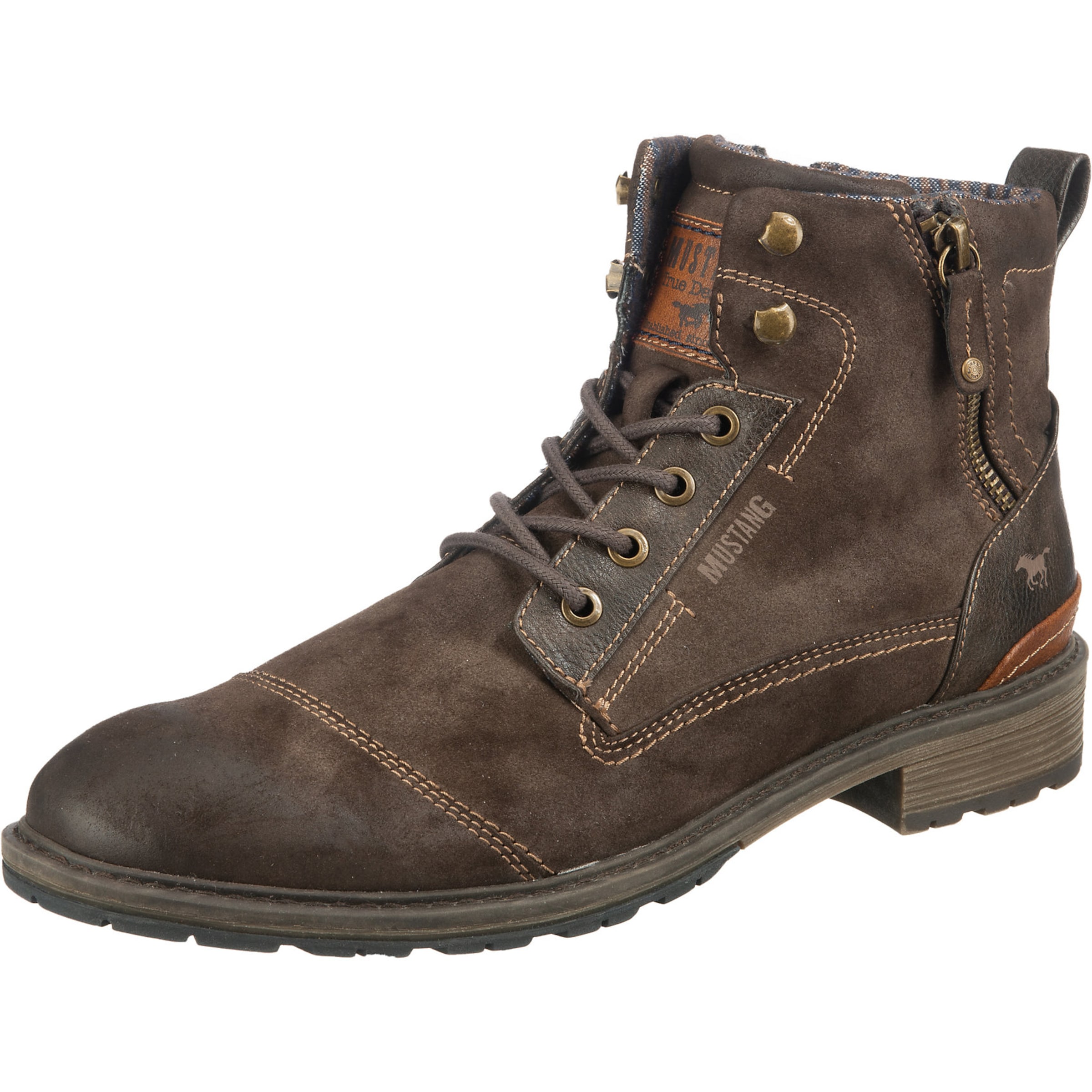 MUSTANG Fűzős csizma - barna: elől