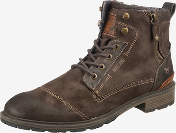 MUSTANG Lace-up boots in Brown: front